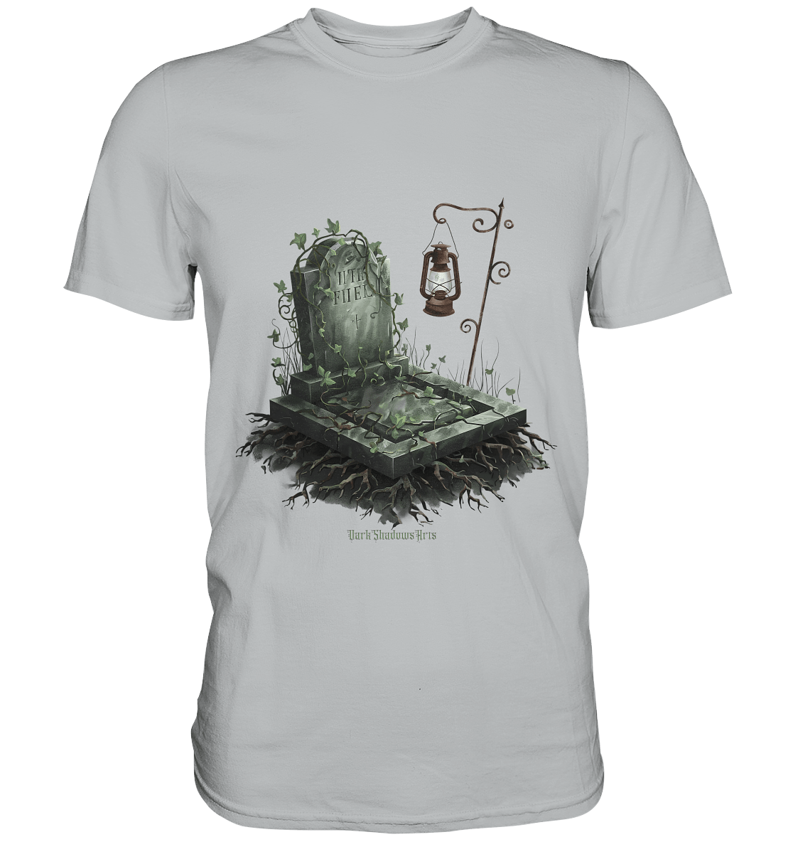Mystische Grabstein - Illustration mit Laterne und Efeu - Premium Shirt | Unisex - Shirts | Dark Shadows Arts