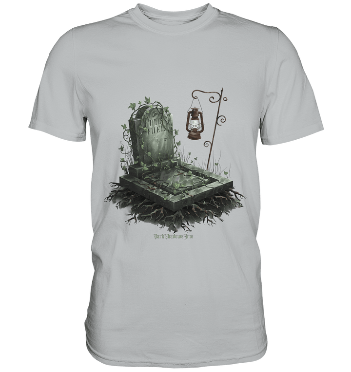 Mystische Grabstein - Illustration mit Laterne und Efeu - Premium Shirt | Unisex - Shirts | Dark Shadows Arts