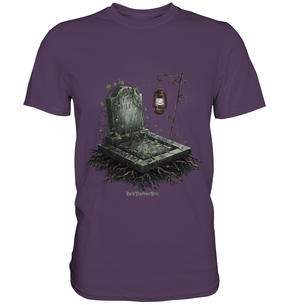 Mystische Grabstein - Illustration mit Laterne und Efeu - Premium Shirt | Unisex - Shirts | Dark Shadows Arts