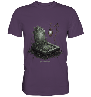 Mystische Grabstein - Illustration mit Laterne und Efeu - Premium Shirt | Unisex - Shirts | Dark Shadows Arts