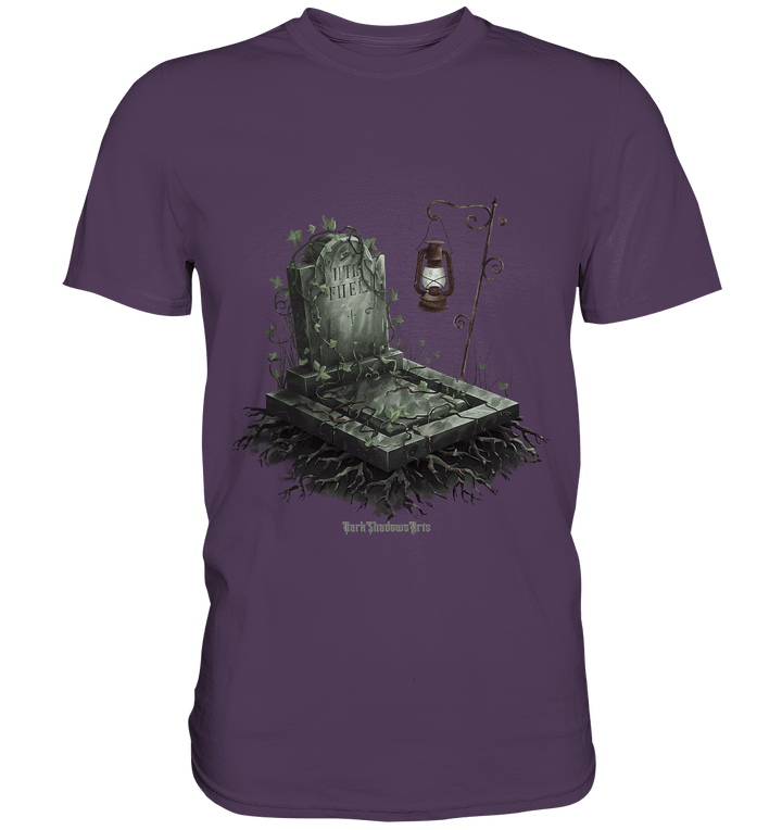 Mystische Grabstein - Illustration mit Laterne und Efeu - Premium Shirt | Unisex - Shirts | Dark Shadows Arts