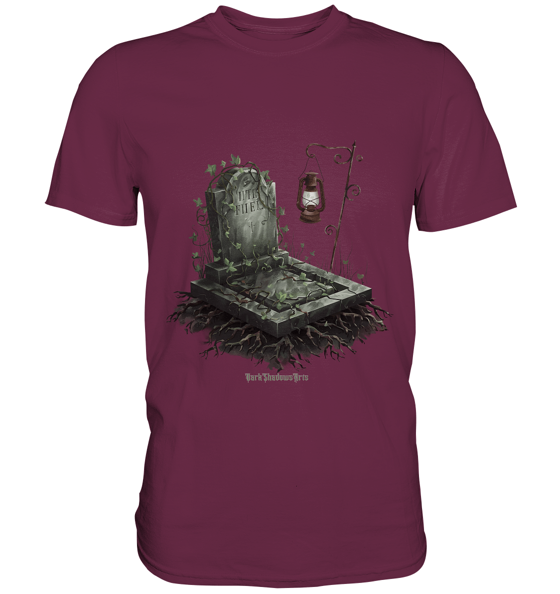 Mystische Grabstein - Illustration mit Laterne und Efeu - Premium Shirt | Unisex - Shirts | Dark Shadows Arts