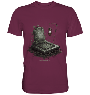 Mystische Grabstein - Illustration mit Laterne und Efeu - Premium Shirt | Unisex - Shirts | Dark Shadows Arts