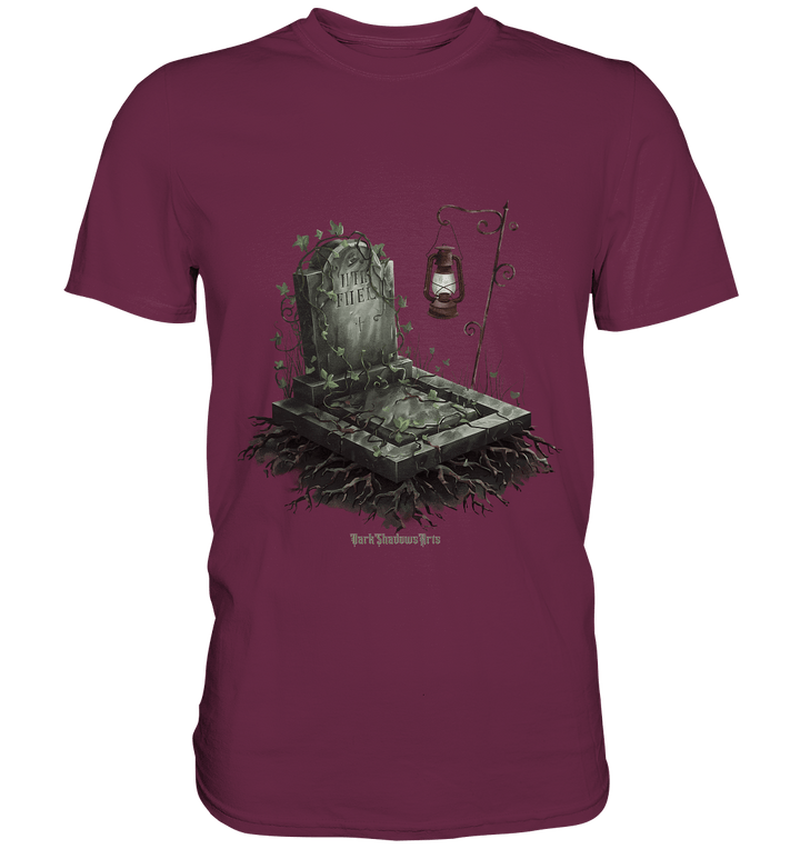 Mystische Grabstein - Illustration mit Laterne und Efeu - Premium Shirt | Unisex - Shirts | Dark Shadows Arts
