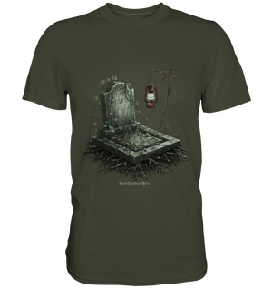 Mystische Grabstein - Illustration mit Laterne und Efeu - Premium Shirt | Unisex - Shirts | Dark Shadows Arts