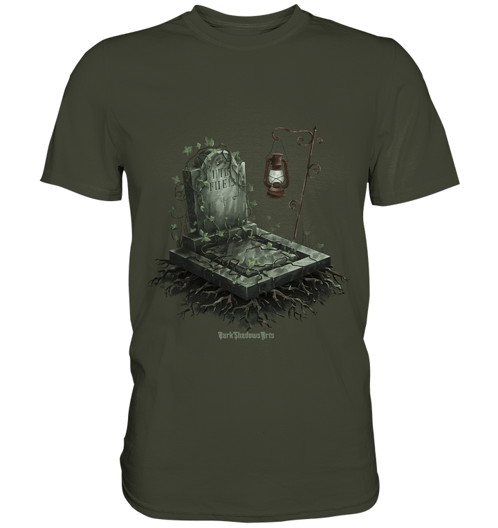 Mystische Grabstein - Illustration mit Laterne und Efeu - Premium Shirt | Unisex - Shirts | Dark Shadows Arts
