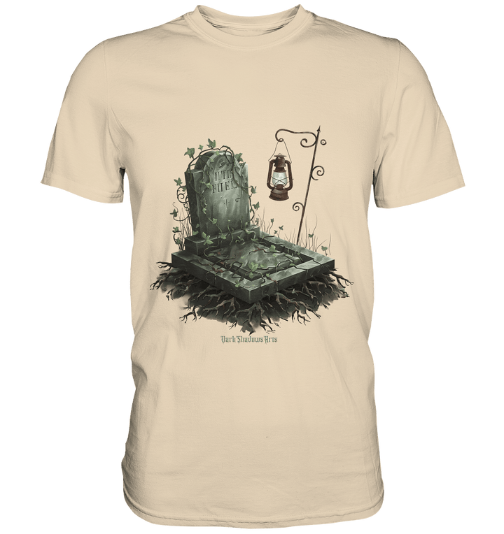 Mystische Grabstein - Illustration mit Laterne und Efeu - Premium Shirt | Unisex - Shirts | Dark Shadows Arts