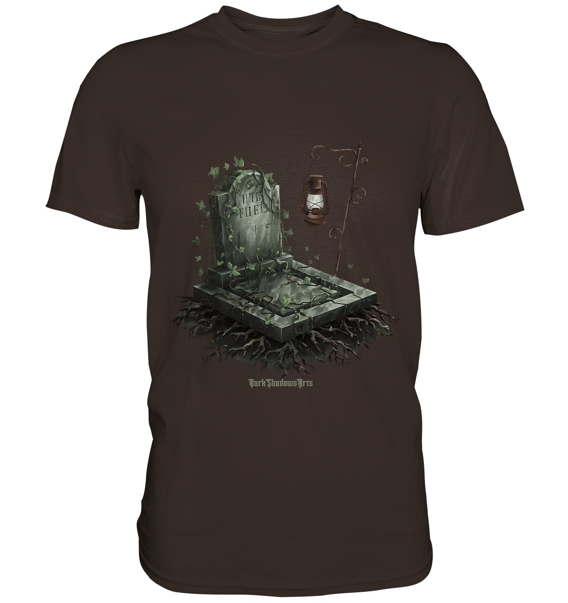 Mystische Grabstein - Illustration mit Laterne und Efeu - Premium Shirt | Unisex - Shirts | Dark Shadows Arts