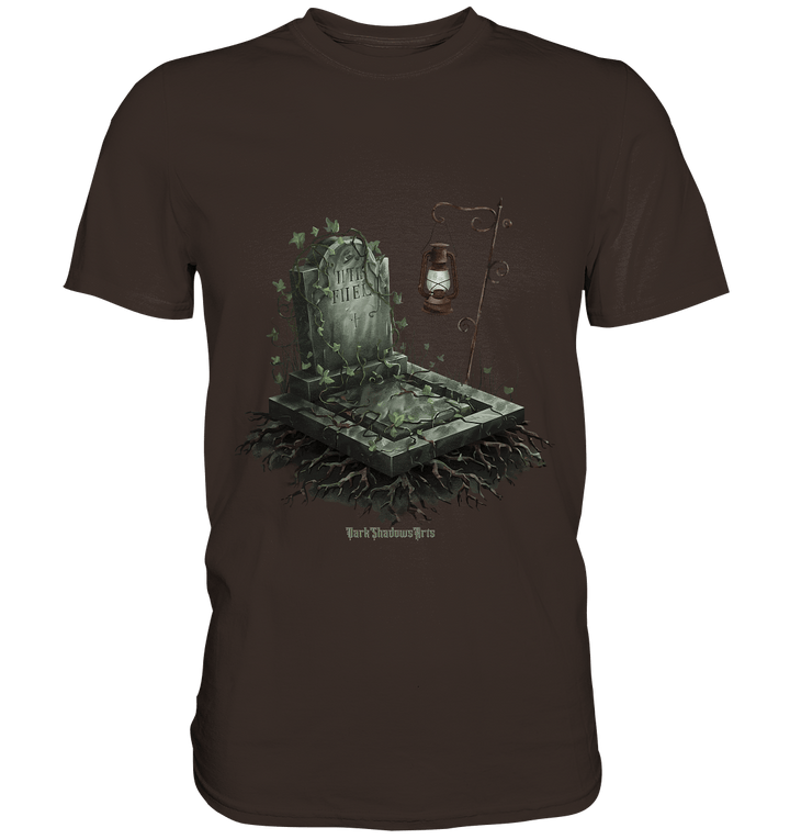 Mystische Grabstein - Illustration mit Laterne und Efeu - Premium Shirt | Unisex - Shirts | Dark Shadows Arts