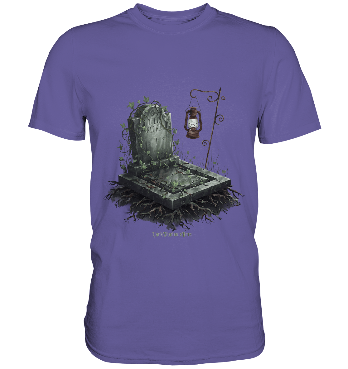 Mystische Grabstein - Illustration mit Laterne und Efeu - Premium Shirt | Unisex - Shirts | Dark Shadows Arts
