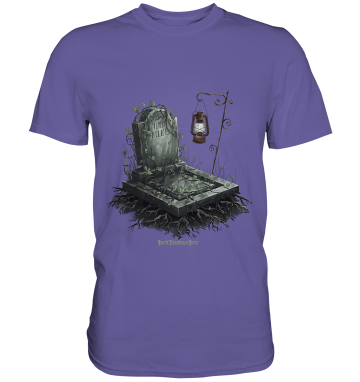 Mystische Grabstein - Illustration mit Laterne und Efeu - Premium Shirt | Unisex - Shirts | Dark Shadows Arts