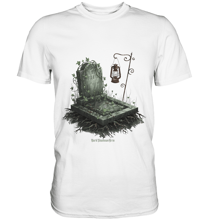 Mystische Grabstein - Illustration mit Laterne und Efeu - Premium Shirt | Unisex - Shirts | Dark Shadows Arts