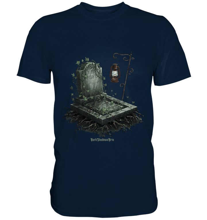 Mystische Grabstein - Illustration mit Laterne und Efeu - Premium Shirt | Unisex - Shirts | Dark Shadows Arts