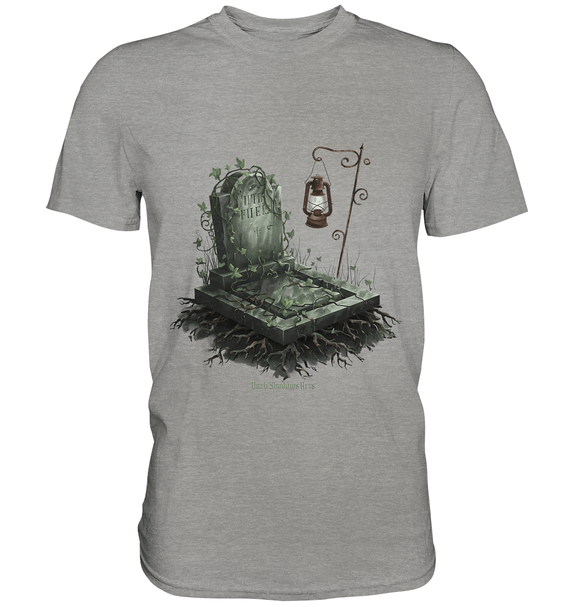 Mystische Grabstein - Illustration mit Laterne und Efeu - Premium Shirt | Unisex - Shirts | Dark Shadows Arts