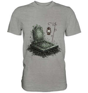 Mystische Grabstein - Illustration mit Laterne und Efeu - Premium Shirt | Unisex - Shirts | Dark Shadows Arts