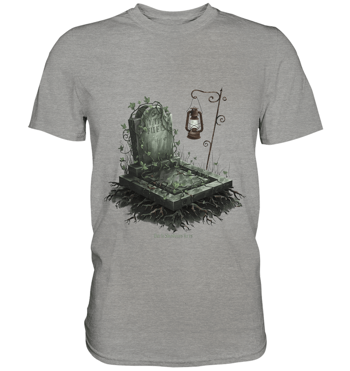 Mystische Grabstein - Illustration mit Laterne und Efeu - Premium Shirt | Unisex - Shirts | Dark Shadows Arts