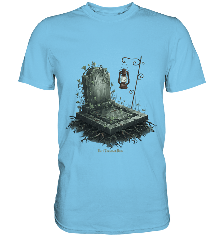 Mystische Grabstein - Illustration mit Laterne und Efeu - Premium Shirt | Unisex - Shirts | Dark Shadows Arts