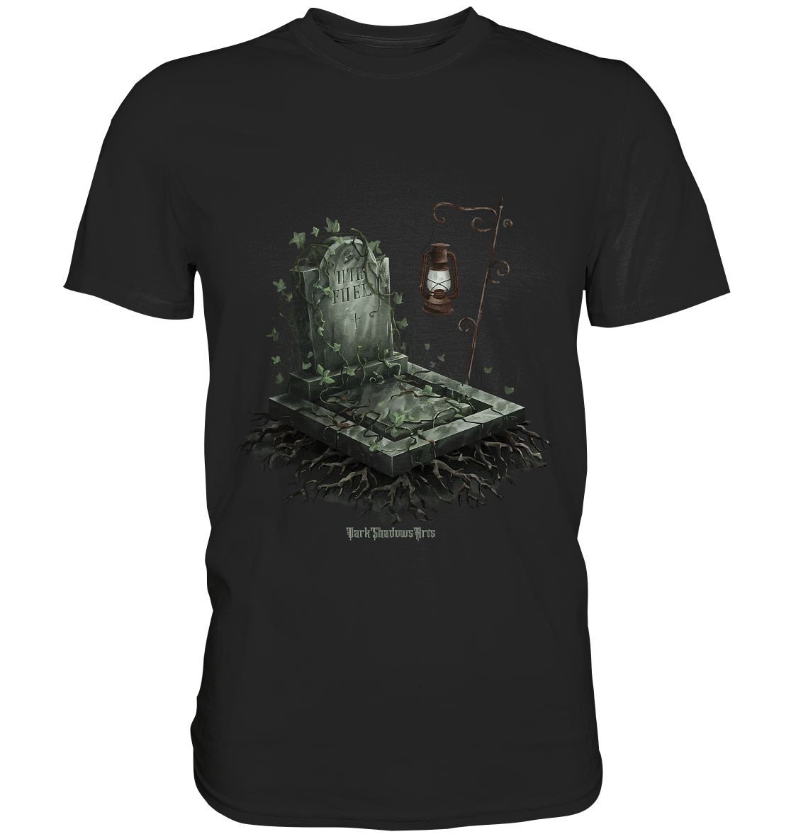 Mystische Grabstein - Illustration mit Laterne und Efeu - Premium Shirt | Unisex - Shirts | Dark Shadows Arts