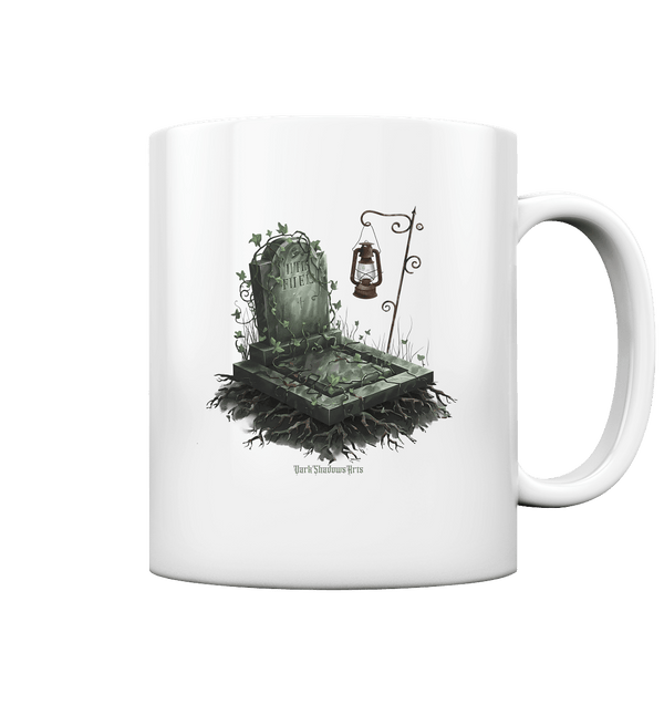 Mystische Grabstein - Illustration mit Laterne und Efeu - Tasse glossy | Trinkgefäße | Dark Shadows Arts