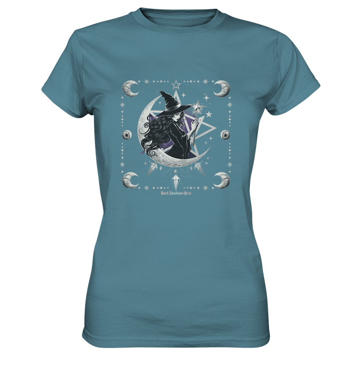 Mystische Hexe im Halbmond Magische Sternennacht - Ladies Premium Shirt | Lady - Shirts | Dark Shadows Arts