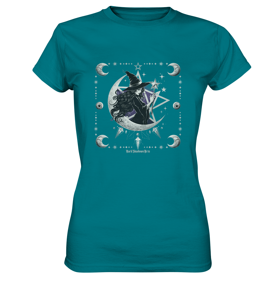 Mystische Hexe im Halbmond Magische Sternennacht - Ladies Premium Shirt | Lady - Shirts | Dark Shadows Arts