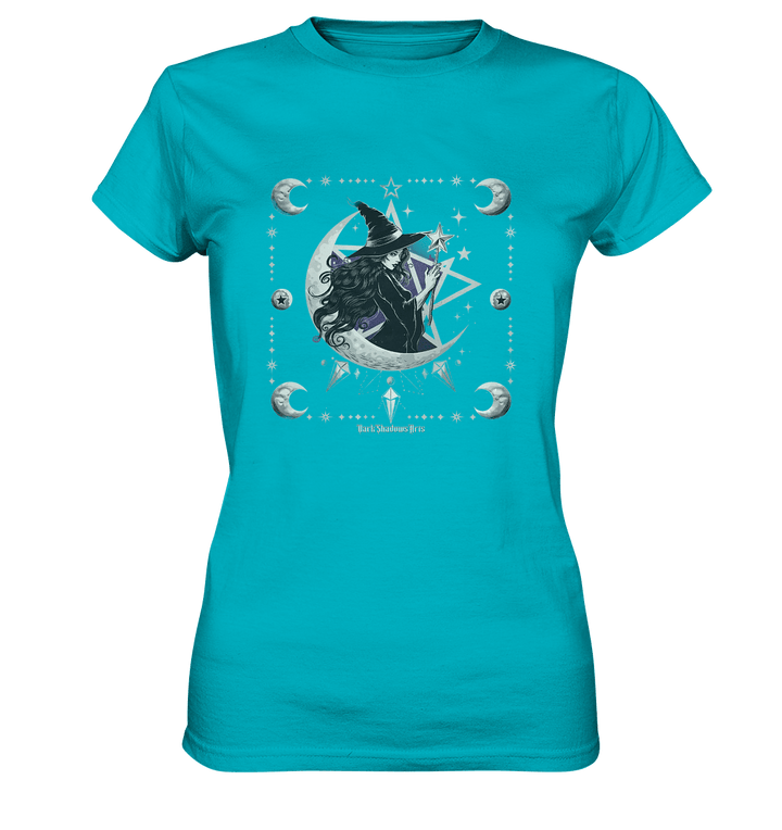 Mystische Hexe im Halbmond Magische Sternennacht - Ladies Premium Shirt | Lady - Shirts | Dark Shadows Arts
