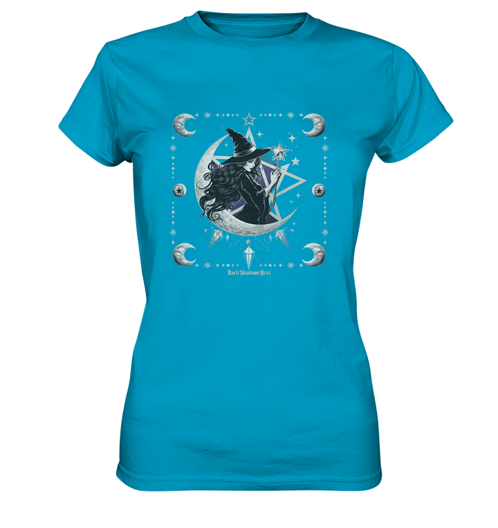 Mystische Hexe im Halbmond Magische Sternennacht - Ladies Premium Shirt | Lady - Shirts | Dark Shadows Arts
