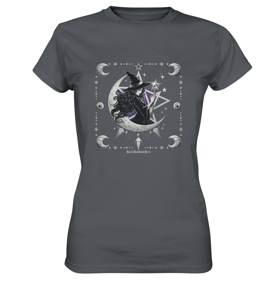 Mystische Hexe im Halbmond Magische Sternennacht - Ladies Premium Shirt | Lady - Shirts | Dark Shadows Arts
