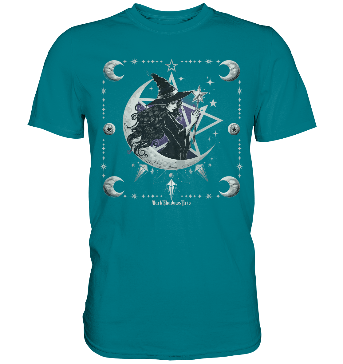 Mystische Hexe im Halbmond Magische Sternennacht - Premium Shirt | Unisex - Shirts | Dark Shadows Arts