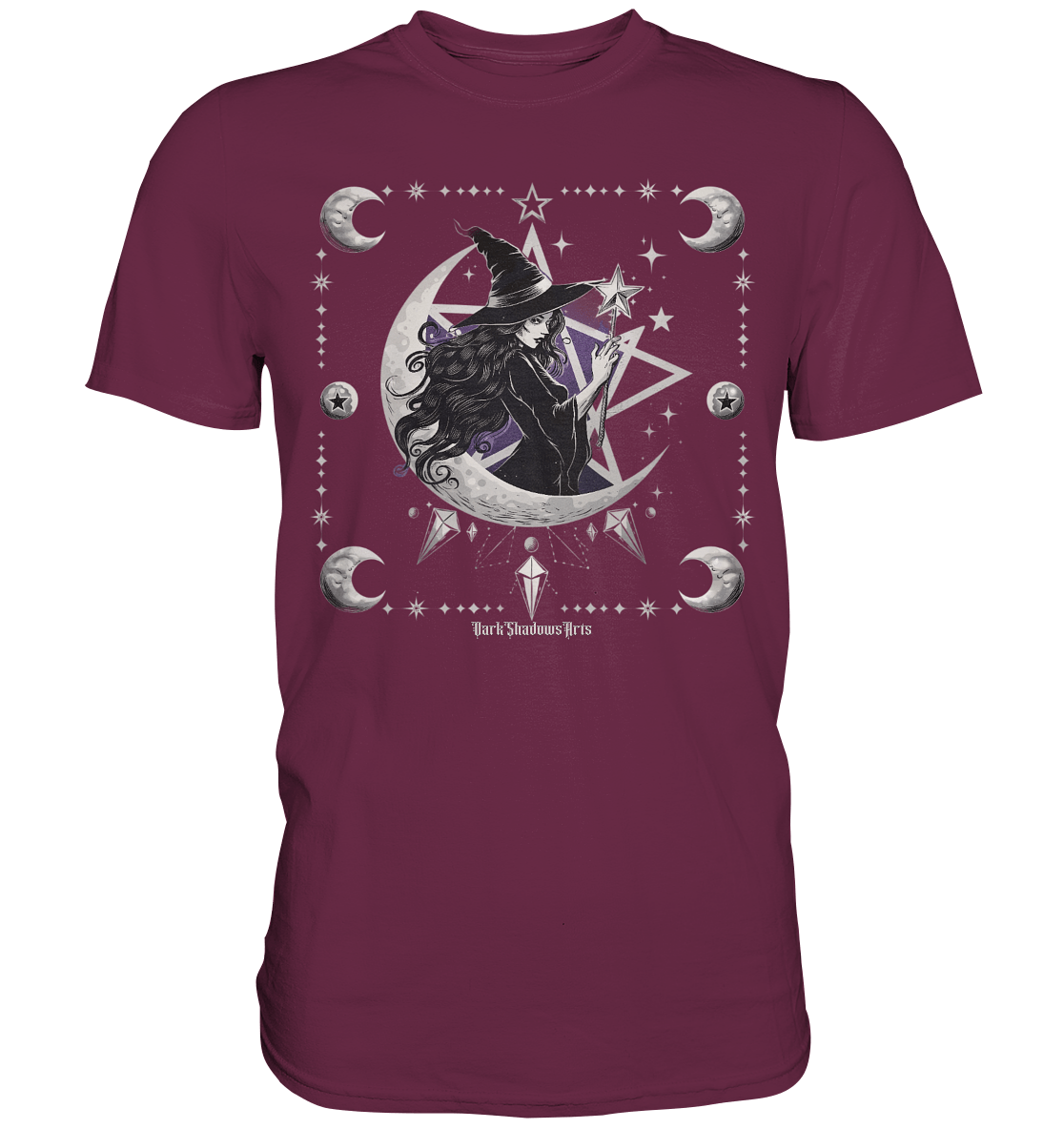 Mystische Hexe im Halbmond Magische Sternennacht - Premium Shirt | Unisex - Shirts | Dark Shadows Arts