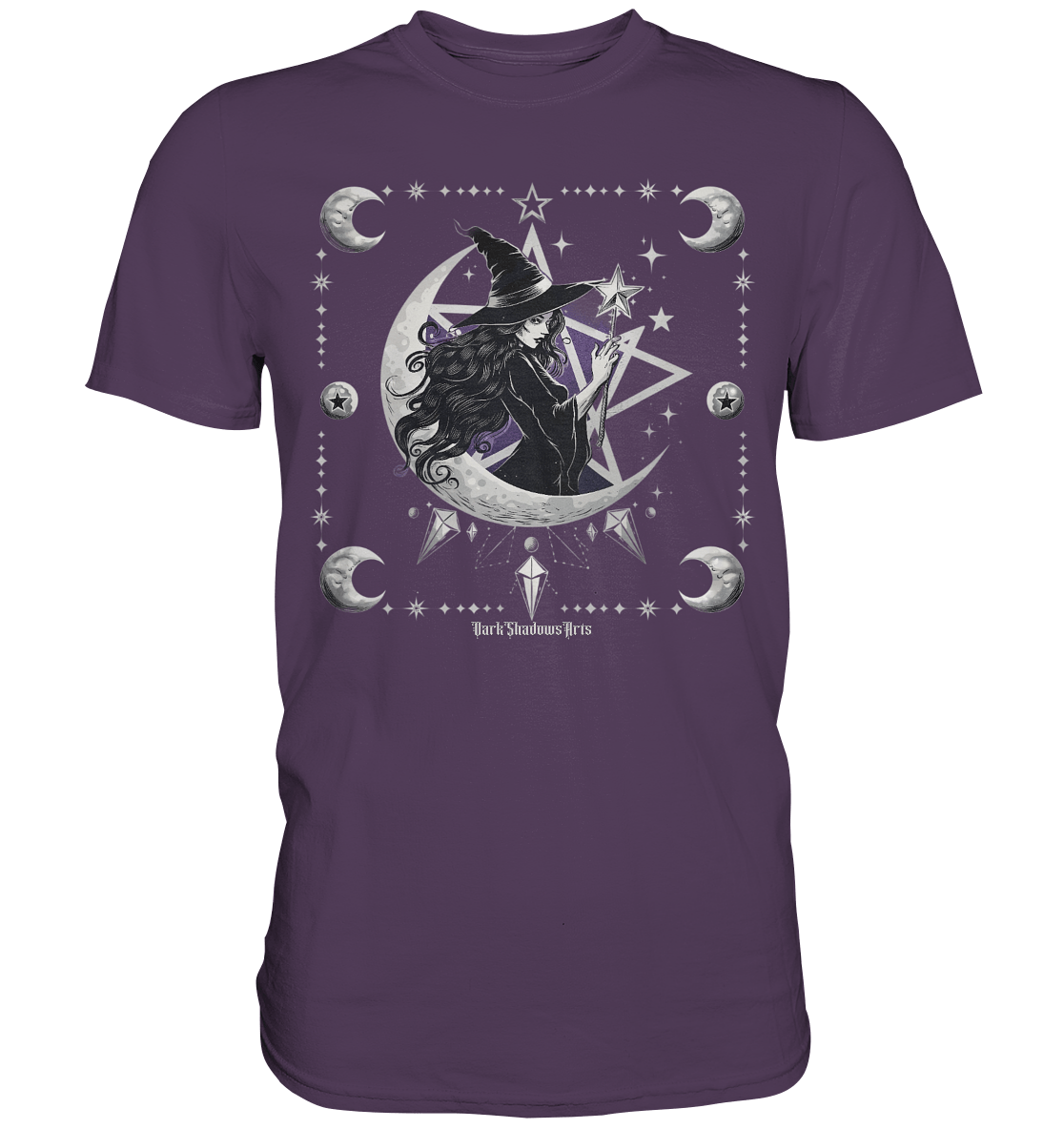 Mystische Hexe im Halbmond Magische Sternennacht - Premium Shirt | Unisex - Shirts | Dark Shadows Arts