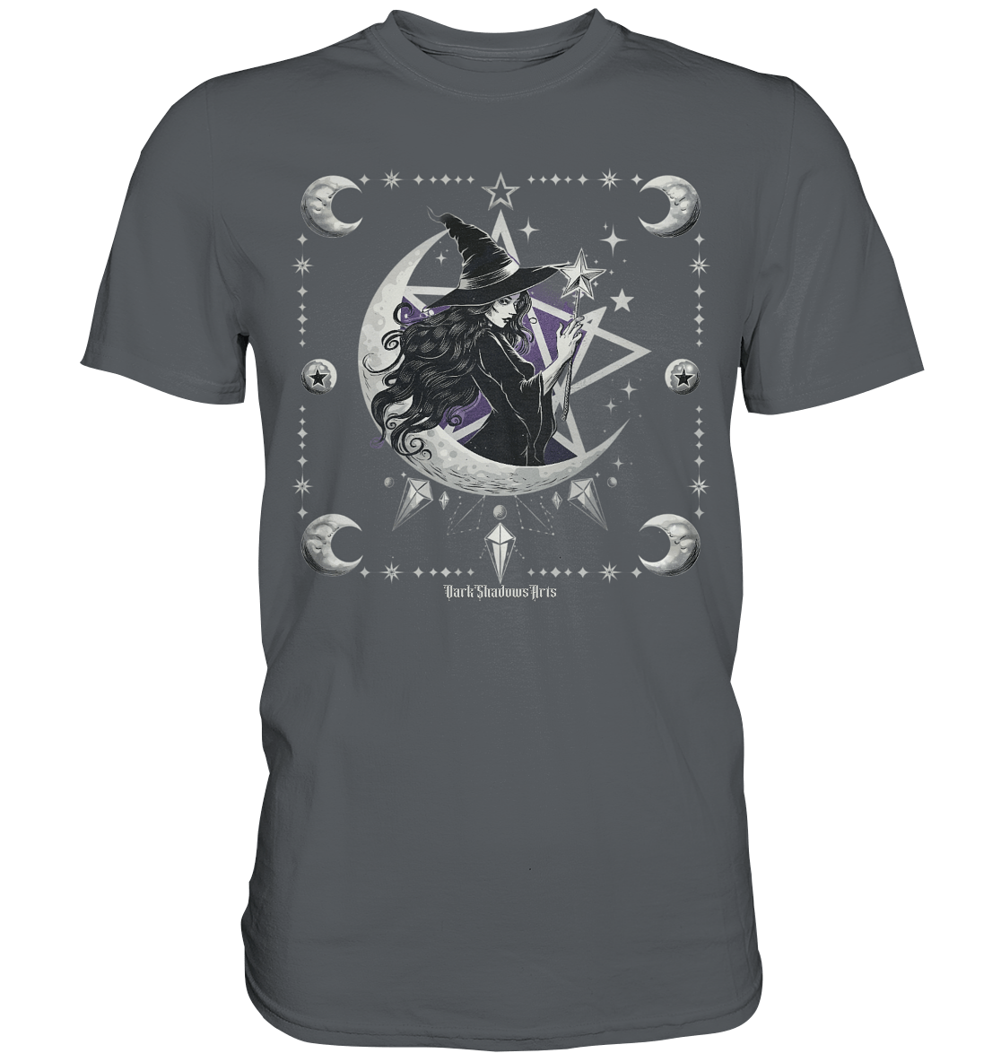Mystische Hexe im Halbmond Magische Sternennacht - Premium Shirt | Unisex - Shirts | Dark Shadows Arts