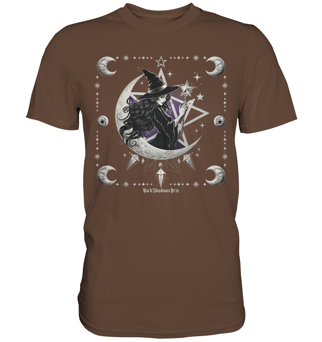 Mystische Hexe im Halbmond Magische Sternennacht - Premium Shirt | Unisex - Shirts | Dark Shadows Arts