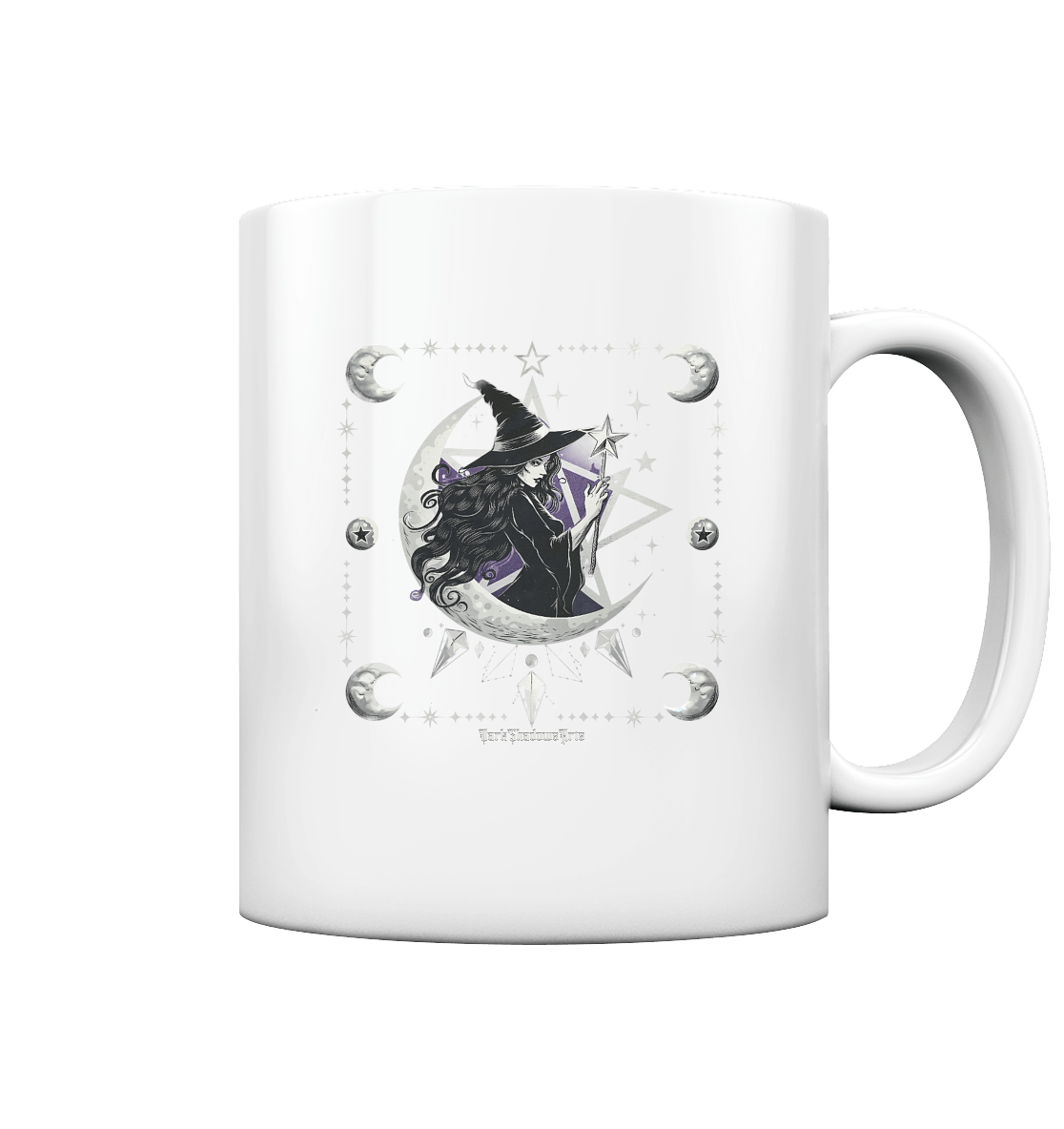 Mystische Hexe im Halbmond Magische Sternennacht - Tasse glossy | Trinkgefäße | Dark Shadows Arts