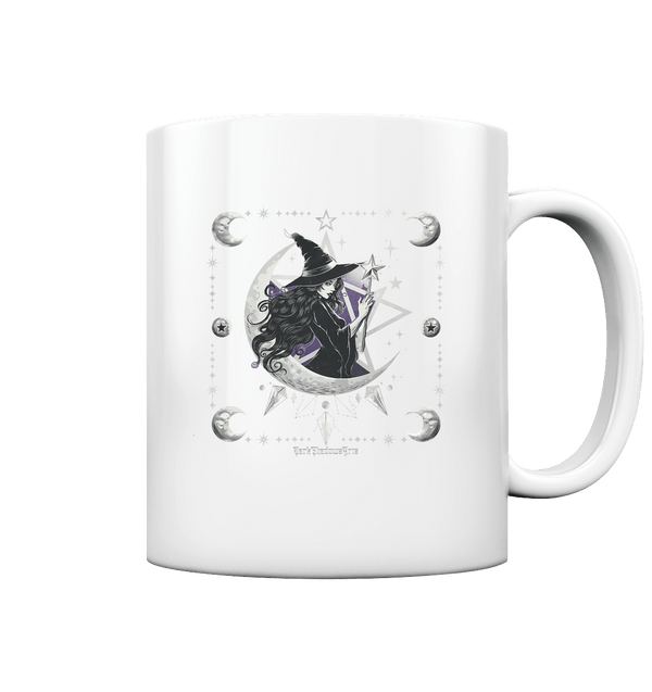 Mystische Hexe im Halbmond Magische Sternennacht - Tasse glossy | Trinkgefäße | Dark Shadows Arts