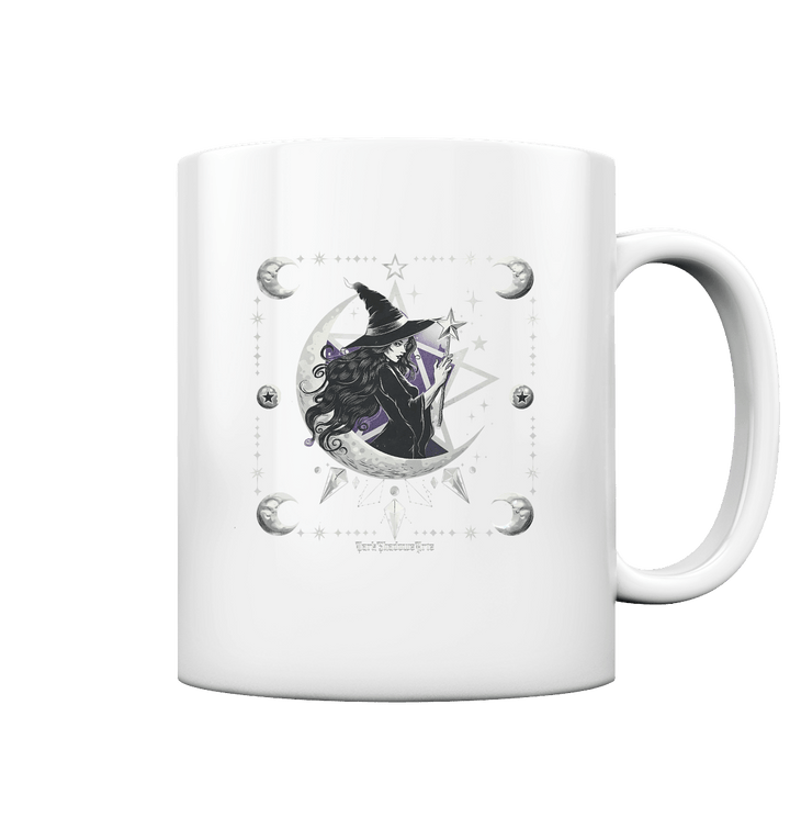 Mystische Hexe im Halbmond Magische Sternennacht - Tasse glossy | Trinkgefäße | Dark Shadows Arts
