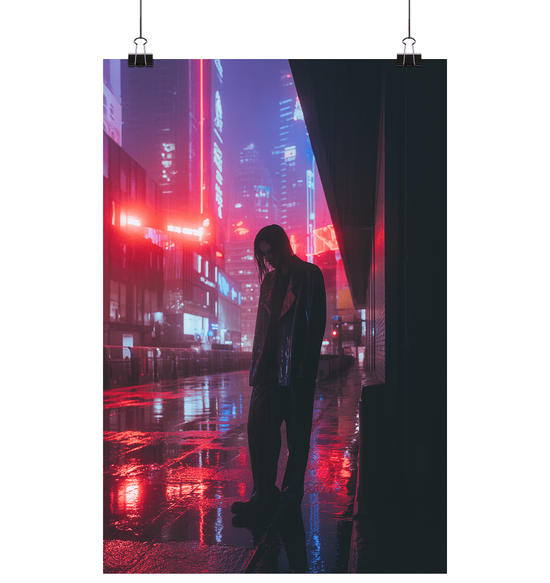 Neon Guardian - Die mystische figure in urbanen Lichtwelten - Poster Din A1 (hoch) | Wall Art | Dark Shadows Arts