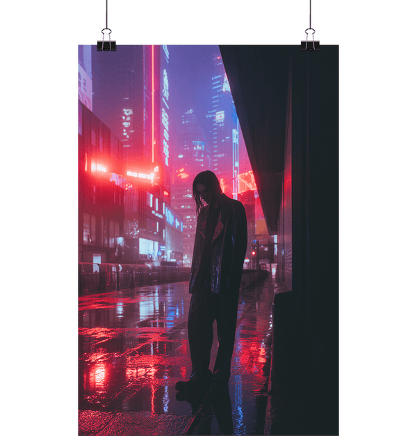 Neon Guardian - Die mystische figure in urbanen Lichtwelten - Poster Din A1 (hoch) | Wall Art | Dark Shadows Arts