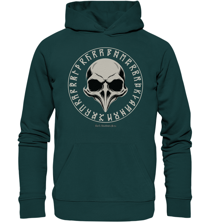 Nordic Raven Skull – Mystisches Design für Fans nordischer Ästhetik - Organic Hoodie | Hoodies | Dark Shadows Arts
