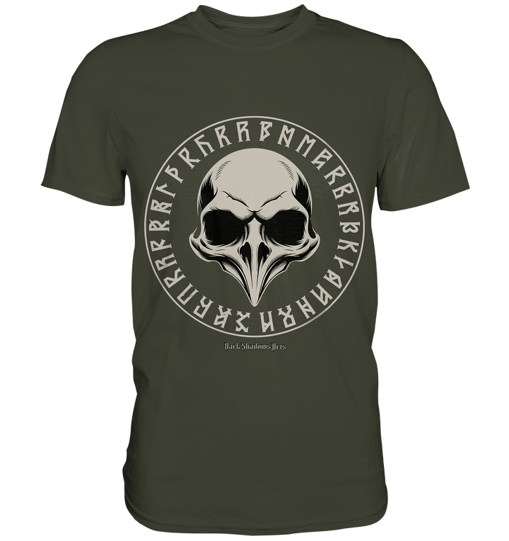 Nordic Raven Skull – Mystisches Design für Fans nordischer Ästhetik - Premium Shirt | Unisex - Shirts | Dark Shadows Arts