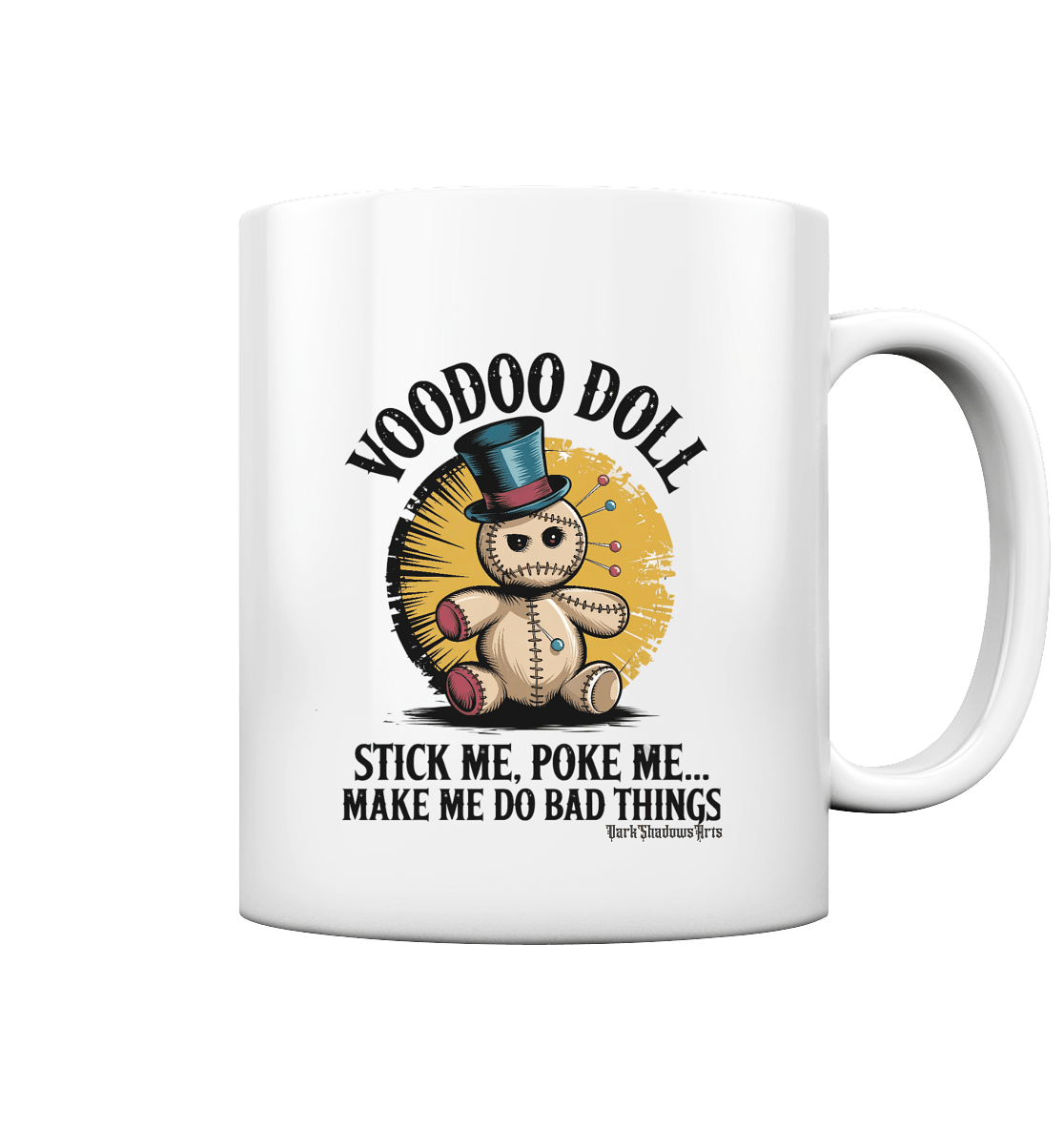 Quirky Voodoo Doll Edgy and Mysterious Charm - Tasse glossy | Trinkgefäße | Dark Shadows Arts