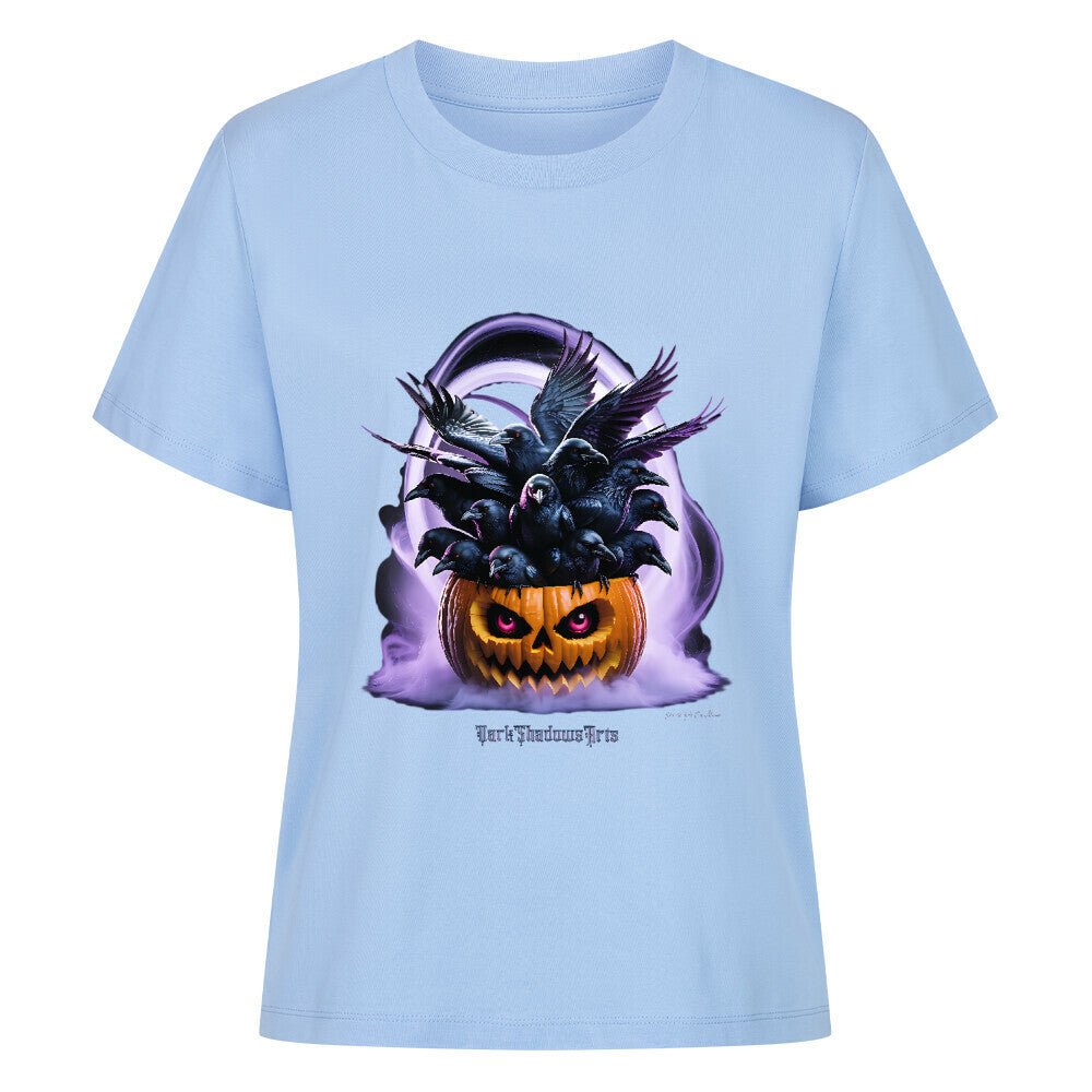 Raven Pumpkin Glow - Premium Organic Shirt Women | T-Shirt | Dark Shadows Arts