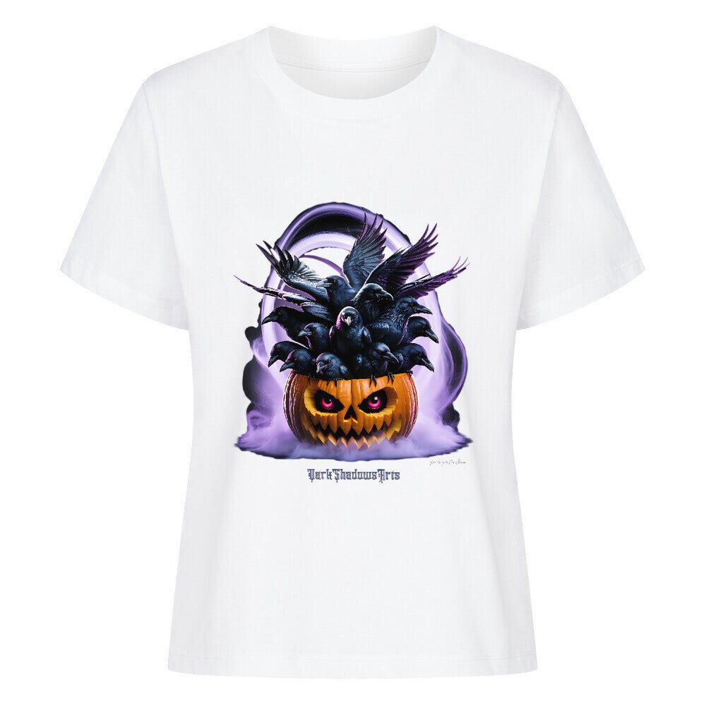 Raven Pumpkin Glow - Premium Organic Shirt Women | T-Shirt | Dark Shadows Arts