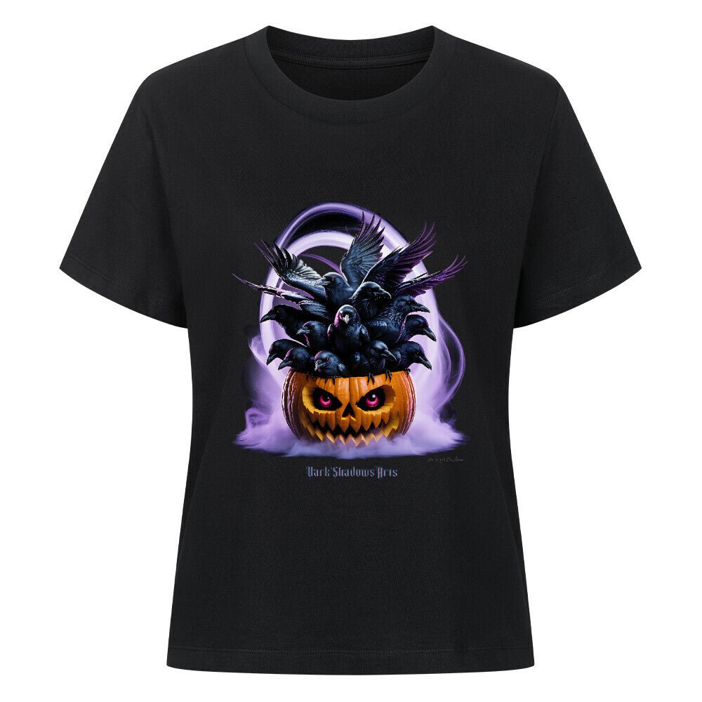 Raven Pumpkin Glow - Premium Organic Shirt Women | T-Shirt | Dark Shadows Arts