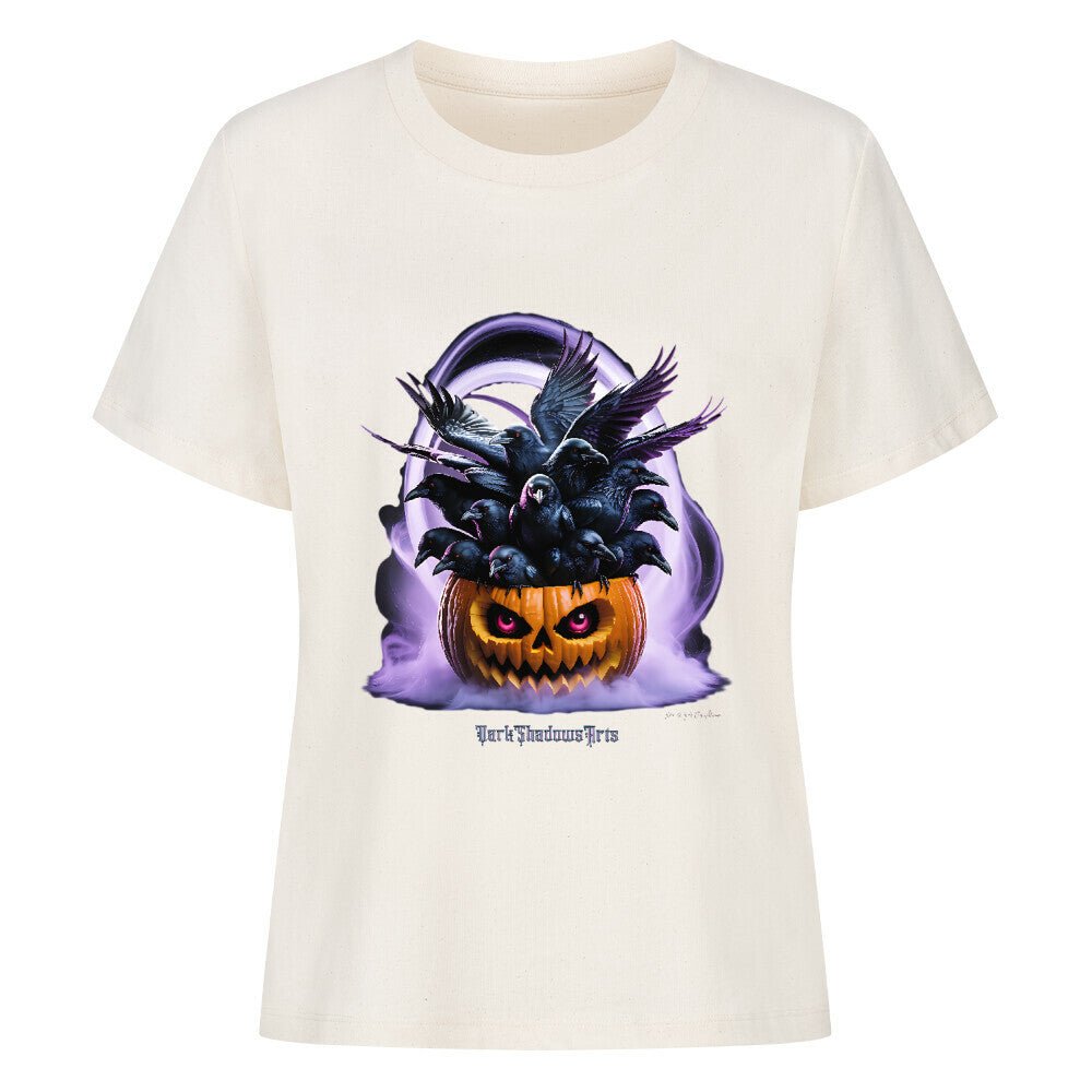 Raven Pumpkin Glow - Premium Organic Shirt Women | T-Shirt | Dark Shadows Arts