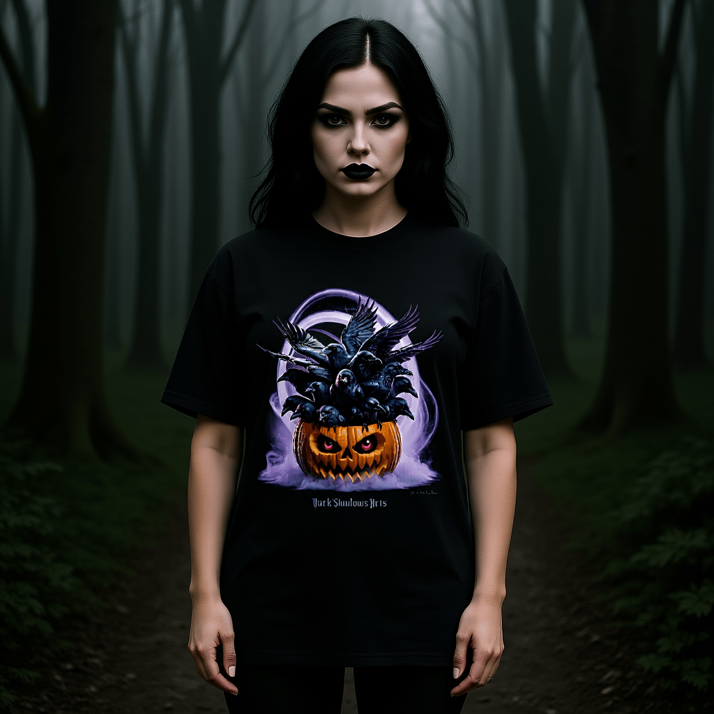 Raven Pumpkin Glow - VACANCY Oversized Shirt | T-Shirt | Dark Shadows Arts