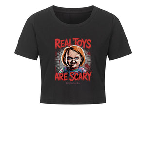 Real Toys Are Scary –Ladies Cropped Tee | T-Shirt | Dark Shadows Arts