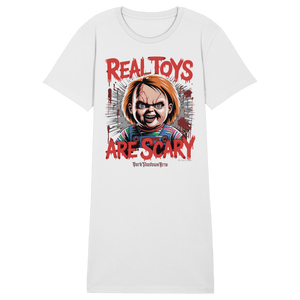 Real Toys Are Scary - Ladies Organic Shirt Dress - Ladies Organic Shirt Dress | Lady - Shirts | Dark Shadows Arts
