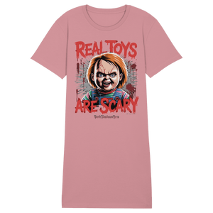 Real Toys Are Scary - Ladies Organic Shirt Dress - Ladies Organic Shirt Dress | Lady - Shirts | Dark Shadows Arts