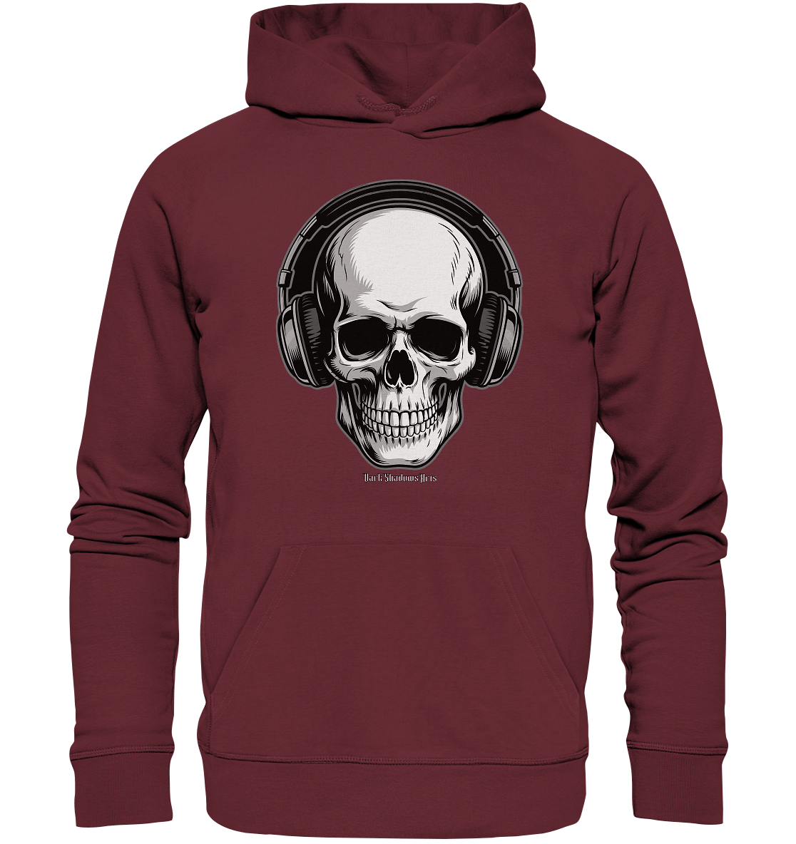 Requiem in Beats – Totenkopf mit Ohrhörern für Musikrebellen - Organic Hoodie | Hoodies | Dark Shadows Arts